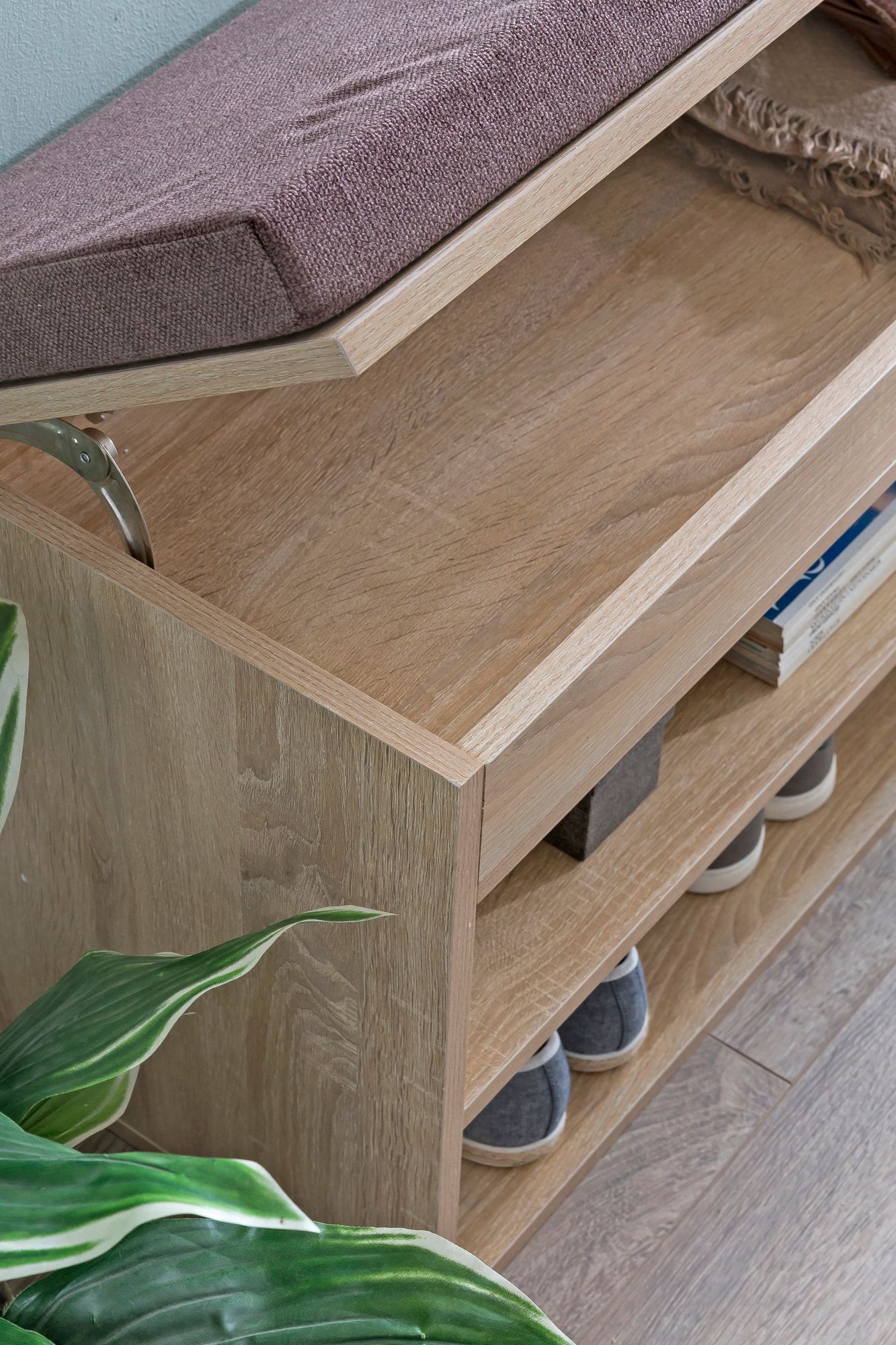 Schoenenbank met kussen 104x51x32 cm