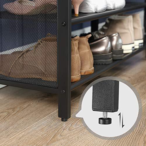 Schoenenrek industrieel met bank | Houtlook en Staal | 80x30x48cm