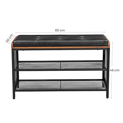 Schoenenrek industrieel met bank | Houtlook en Staal | 80x30x48cm