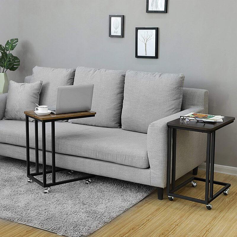 Verrijdbare laptoptafel | Houtlook en Staal | 35x50x60cm