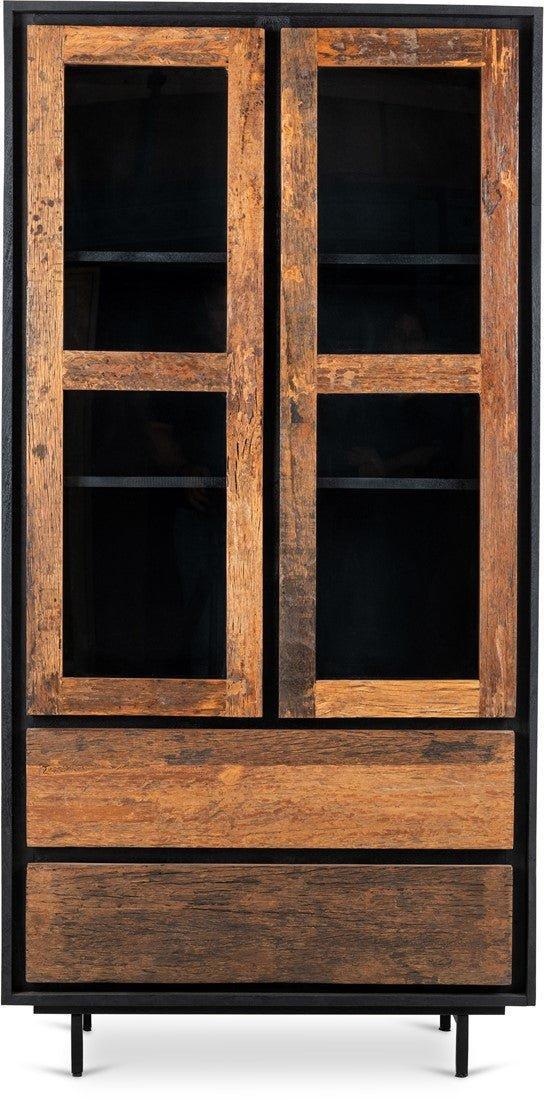 Vitrinekast kast mango hout | Industrieel Design | 90x40x180cm