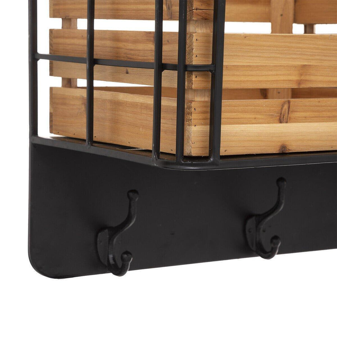 Wandkapstok met opbergruimte | Hout en Staal | 100x29,5x33,5cm