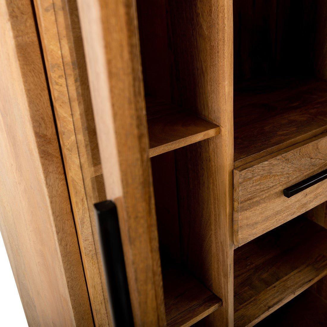 Buffet Kast Industrieel Design | Mangohout en Staal | 85x40x180cm