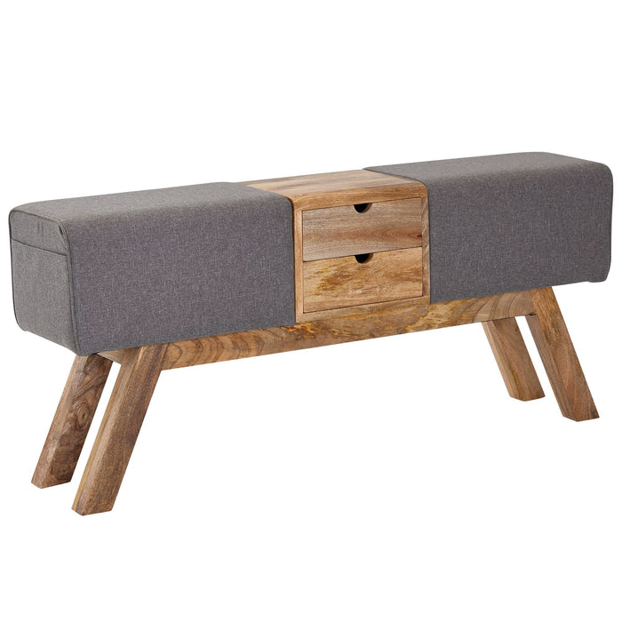 Design Turnbock Sitzbank Grau mit Schubladen 120x56x30 cm | Turnhocker Bank aus Stoff mit Stauraum | Hocker Garderobenbank Sitzhocker Springbock Turnbank - Industrieelinhuis.nl