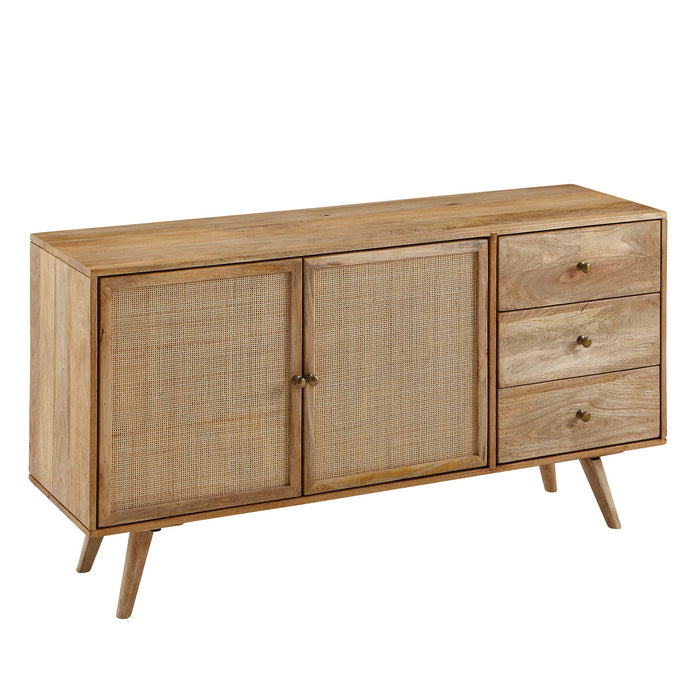 Design Sideboard 140x75x40 cm Mango Massivholz | Kommode 3 Schubladen | Hoher Kommodenschrank Holz Massiv | Standschrank Wohnzimmer | 2 Türfächer - Industrieelinhuis.nl