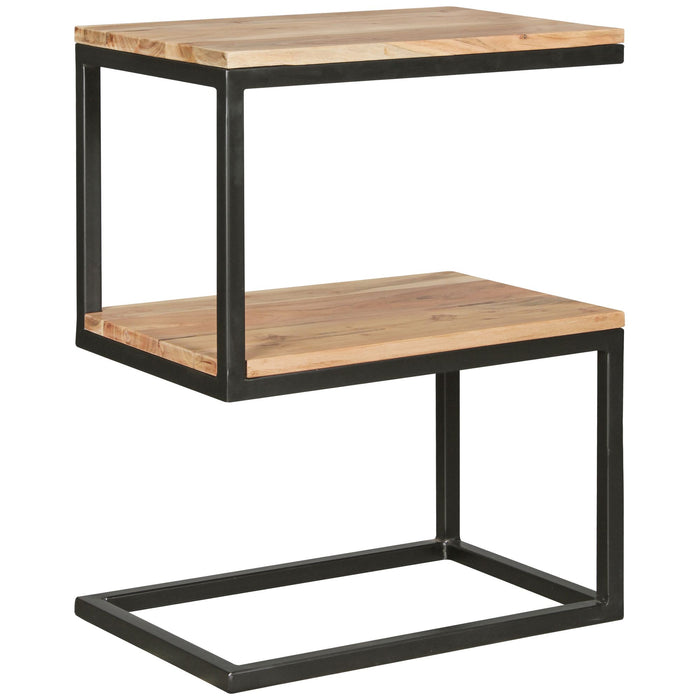 Beistelltisch AKOLA S-Form Massiv-Holz Akazie / Metall 45 x 60 x 30 cm | Design Wohnzimmertisch Landhaus-Stil | Anstelltisch Ablagetisch eckig - Industrieelinhuis.nl