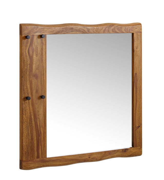 Wandspiegel Sheesham Massivholz 80x80x3 cm Design Flurspiegel Baumkante | Hängespiegel Modern mit Haken | Spiegel Wand Groß | Moderner Garderobenspiegel - Industrieelinhuis.nl