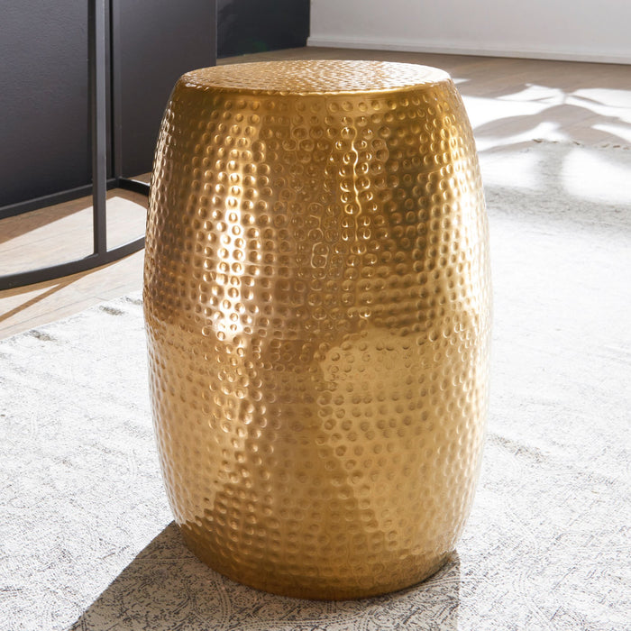 Beistelltisch 30x49,5x30cm Aluminium Gold Dekotisch orientalisch rund | Kleiner Hammerschlag Abstelltisch | Designer Ablagetisch Metall modern | Anstelltisch schmal - Industrieelinhuis.nl
