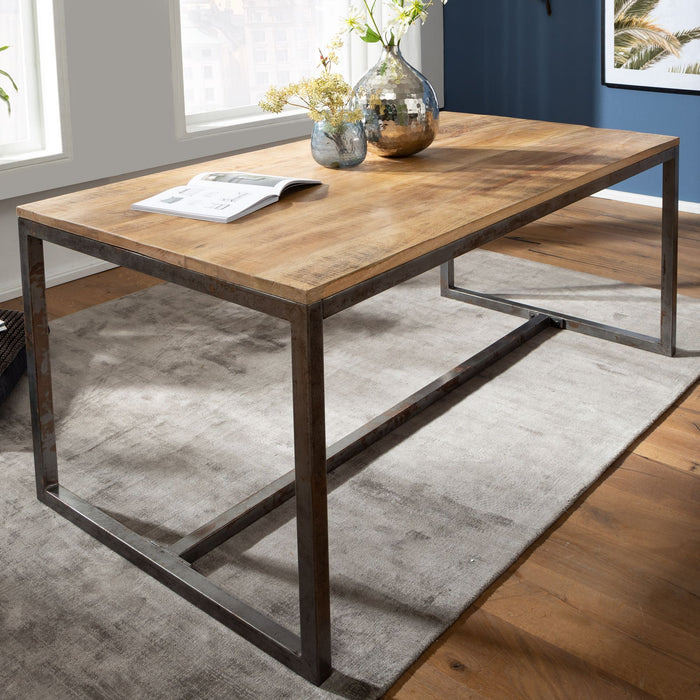 Esszimmertisch 120x77x60 cm Mango Massivholz / Metall Vintage Esstisch | Küchentisch Massiv Klein | Holztisch Esszimmer | Kleiner Speisetisch Holz - Industrieelinhuis.nl