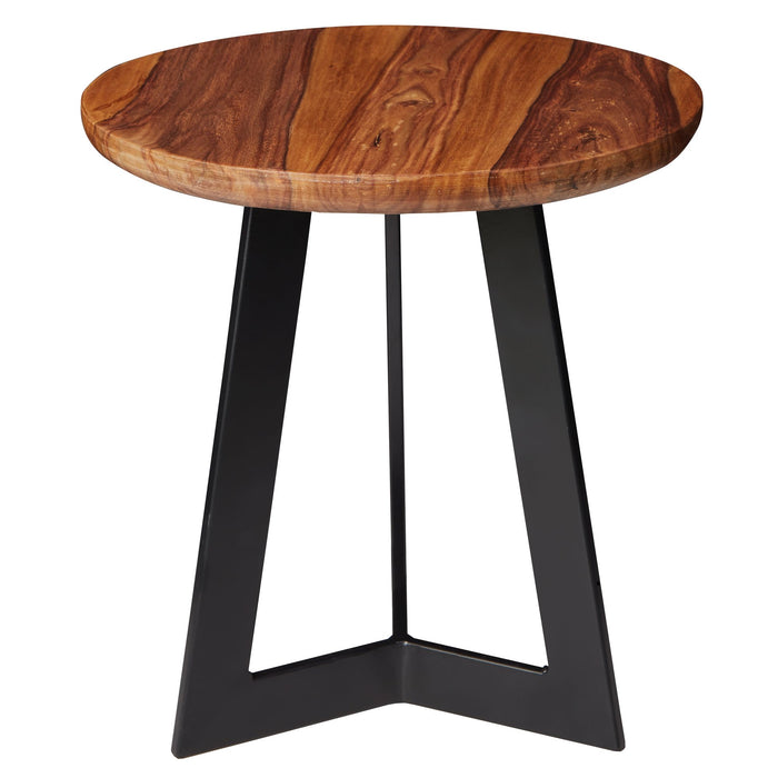 Beistelltisch 35 x 37 x 35 cm WL5.665 Sheesham Holz Metall Couchtisch | Industrial Style Echtholz Hocker Wohnzimmer | Holztisch Sofatisch Metallbeine | Anstelltisch Dekotisch Rosenholz - Industrieelinhuis.nl