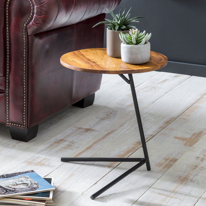 Beistelltisch 40x46x40cm Sheesham Holz Metall Couchtisch | Industrial Style Echtholz Tischchen Wohnzimmer | Holztisch Sofatisch Metallbeine | Anstelltisch Dekotisch Rosenholz - Industrieelinhuis.nl
