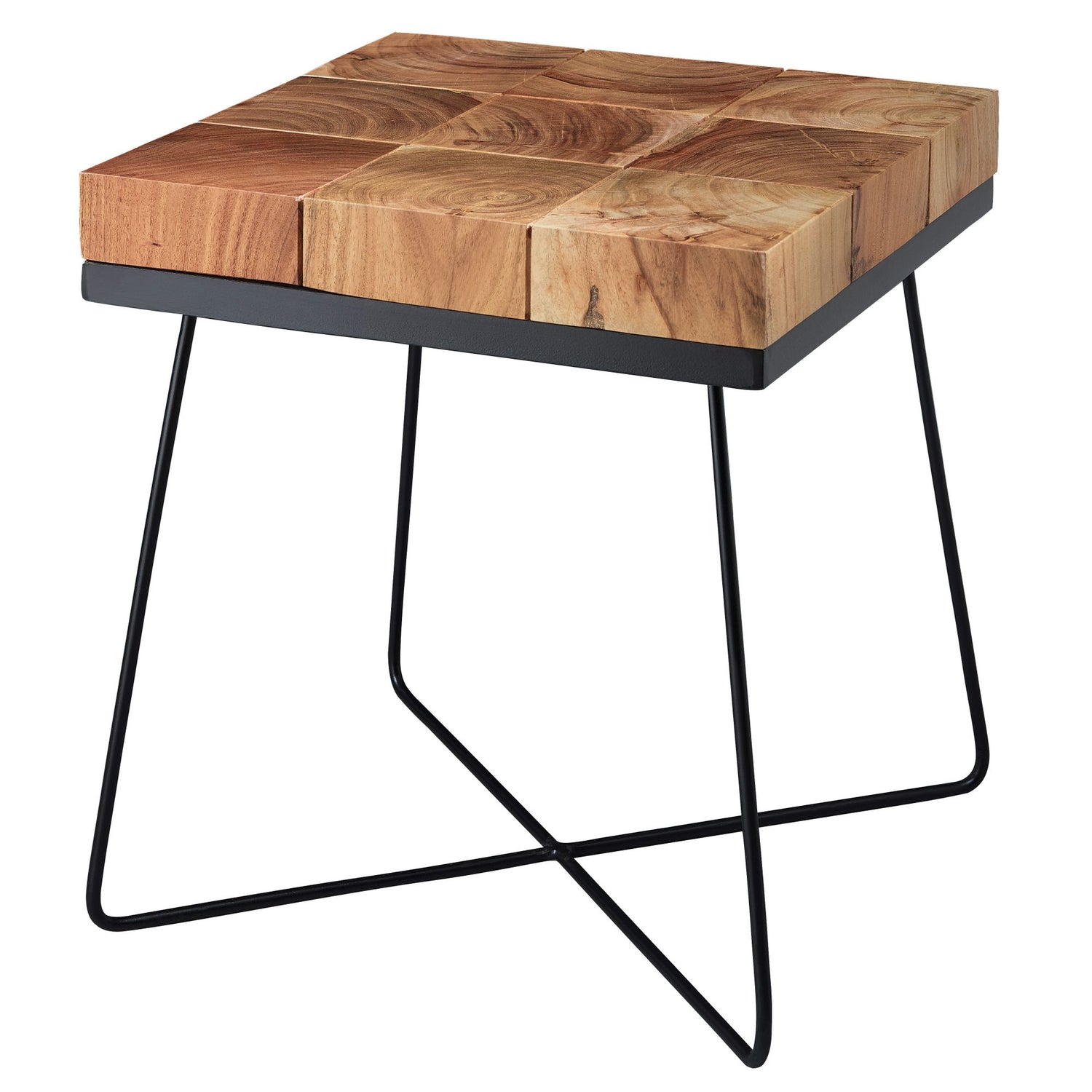 Bijzettafel acacia 45x45cm massief houten salontafel woonkamer