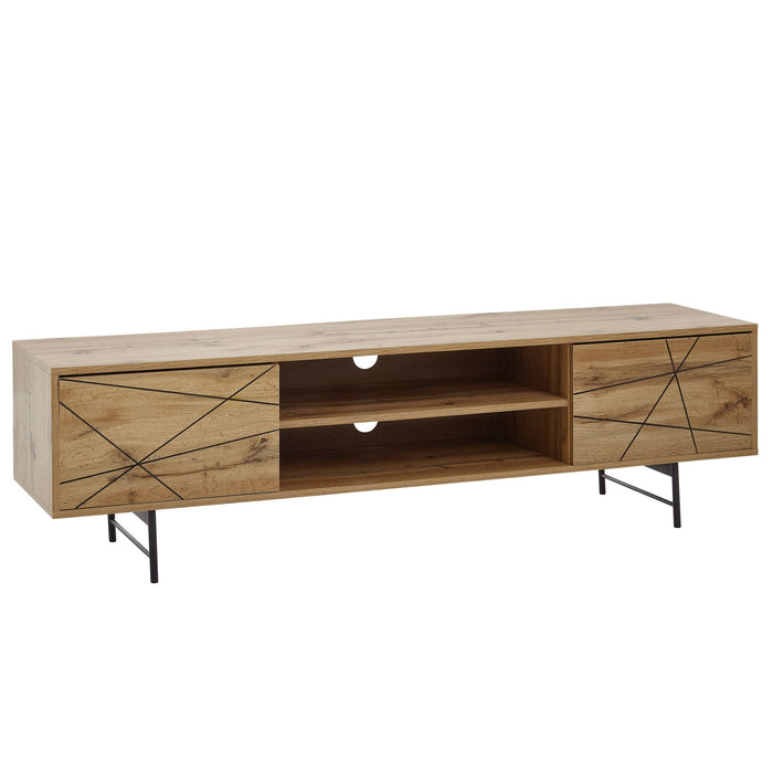Lowboard Holz Eiche-Dekor 160x45x40 cm TV-Kommode mit zwei Türen | Design TV-Schrank Hoch | Fernsehtisch Fernsehschrank Modern | Fernsehkommode Wohnzimmer - Industrieelinhuis.nl