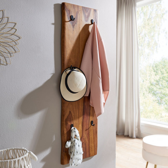 Wandgarderobe 140x40x4 cm Sheesham - Industrieelinhuis.nl