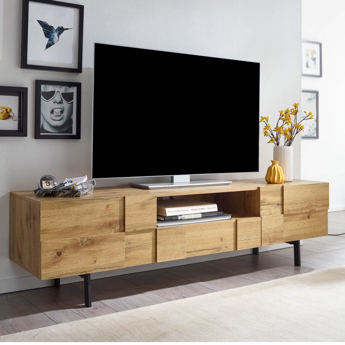 Lowboard Holz Eiche-Dekor 160x46x43 cm TV-Kommode mit zwei Türen | Design TV-Schrank Hoch | Fernsehtisch Fernsehschrank Modern | Fernsehkommode Wohnzimmer - Industrieelinhuis.nl