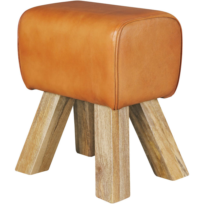 Design Turnbock Sitzhocker Braun 40 x 30 x 47 cm | Turnhocker Hocker Lederhocker Springbock | Beistellhocker Echtleder Fußhocker - Industrieelinhuis.nl