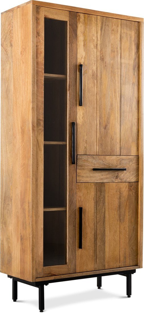 Buffet Kast Industrieel Design | Mangohout en Staal | 85x40x180cm