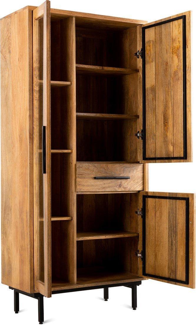 Buffet Kast Industrieel Design | Mangohout en Staal | 85x40x180cm
