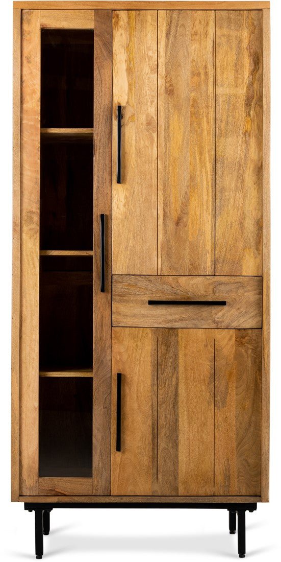 Buffet Kast Industrieel Design | Mangohout en Staal | 85x40x180cm