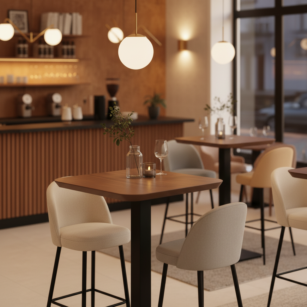 Horeca Bartafel Walnoot 70×70 – Luxe, Stijl &amp; Duurzaamheid in Één