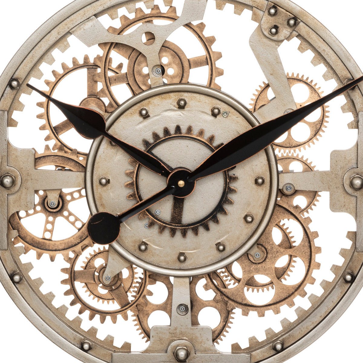 Klok Wandklok Goud met tandwielen industrieel Staal Goud ø 70cm