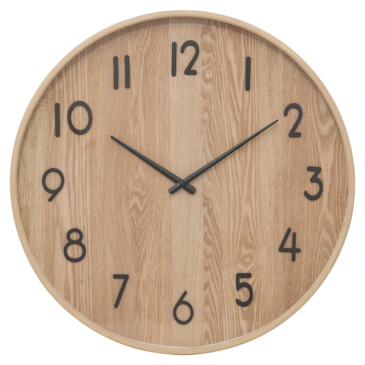 Klok Wandklok Ivana industrieel | Zwart Staal Licht Hout | ø 55cm - Industrieelinhuis.nl