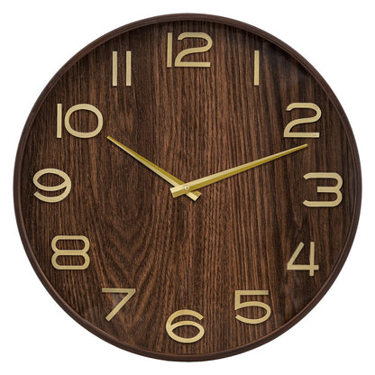 Klok Wandklok Ivana industrieel | Goud Staal Donker Hout | ø 55cm - Industrieelinhuis.nl