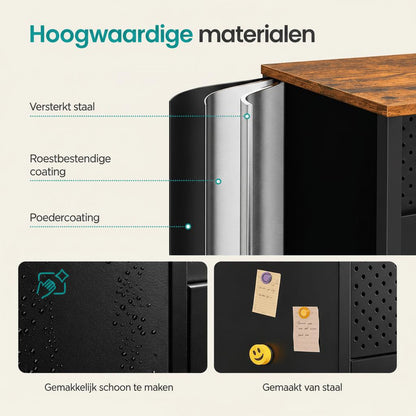 Metalen Opbergkast met 4 Deuren – Industrieel Dressoir met Verstelbare Planken en Pegboard - Industrieelinhuis.nl