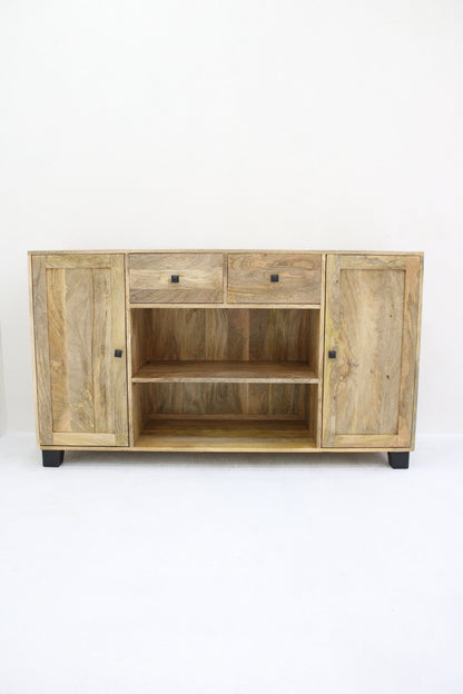 Sidetable wandmeubel met lades en deuren | 140 x 40 x 80 cm | Mangohout - Industrieelinhuis.nl