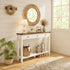 Sidetable in Landhuisstijl met 3 Lades en Onderplank – Smalle Consoletafel voor Hal, Woonkamer of Gang – Honingbruin/Vintage Wit - Industrieelinhuis.nl