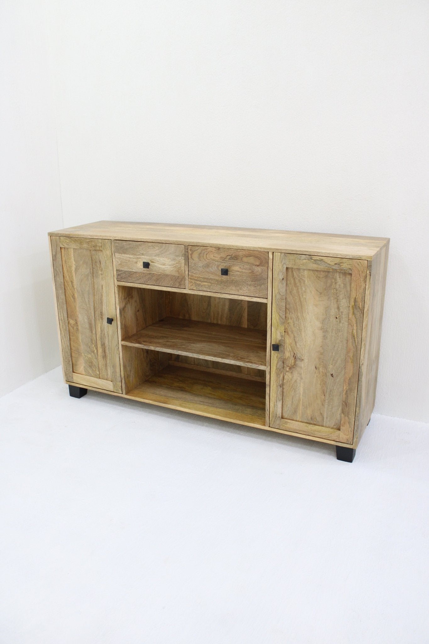 Sidetable wandmeubel met lades en deuren | 140 x 40 x 80 cm | Mangohout - Industrieelinhuis.nl
