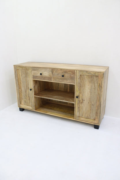 Sidetable wandmeubel met lades en deuren | 140 x 40 x 80 cm | Mangohout - Industrieelinhuis.nl