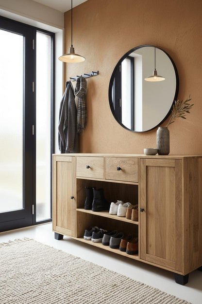 Sidetable wandmeubel met lades en deuren | 140 x 40 x 80 cm | Mangohout - Industrieelinhuis.nl