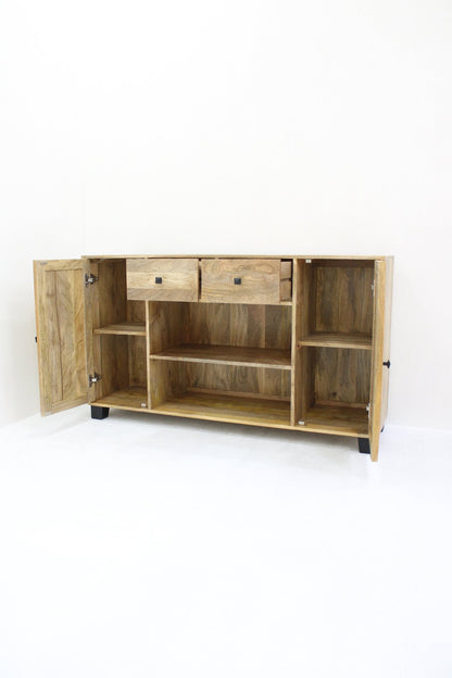 Sidetable wandmeubel met lades en deuren | 140 x 40 x 80 cm | Mangohout - Industrieelinhuis.nl