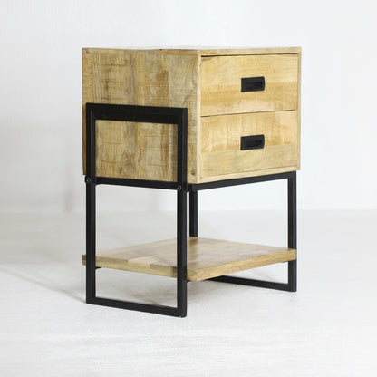 Britt Loft Nachtkastje – Mangohout &amp; Staal | 61 × 48 × 53 cm