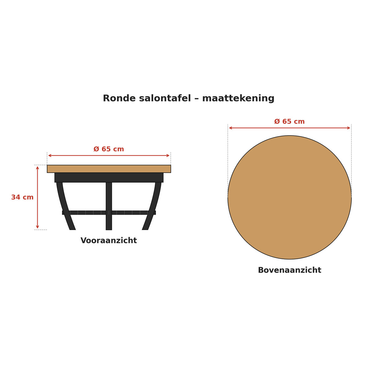 Couchtisch rund um industrielles Design | Mangoholz und Stahl 65x34cm