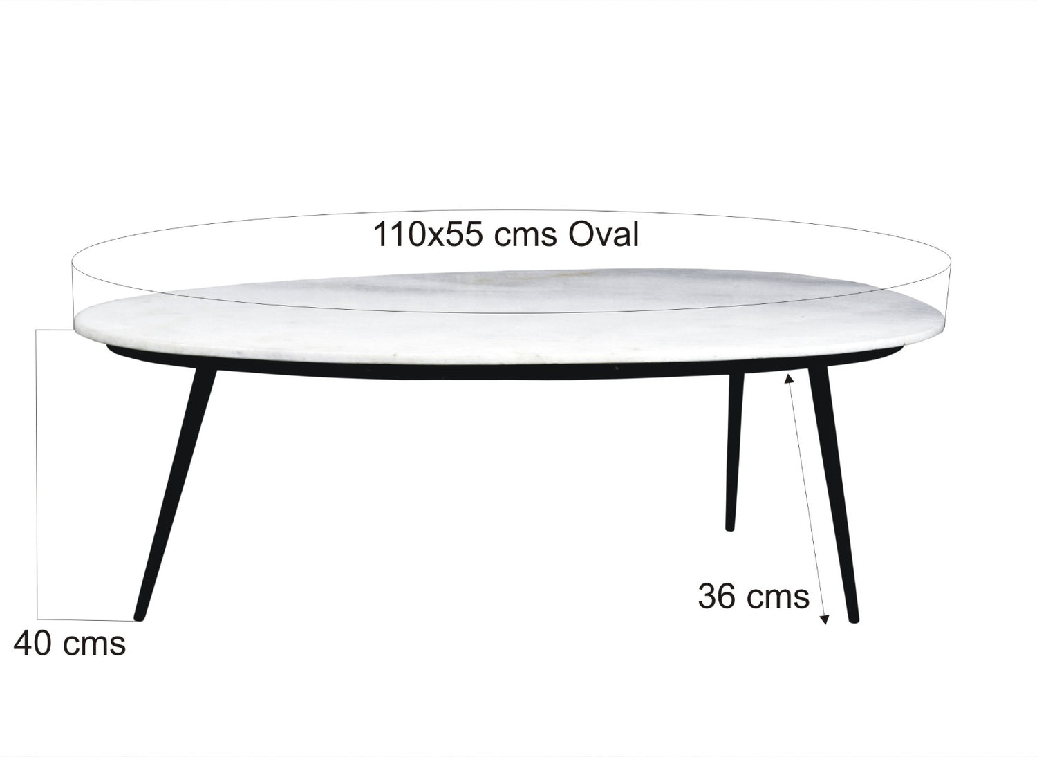 Organic Marble White black 110cm