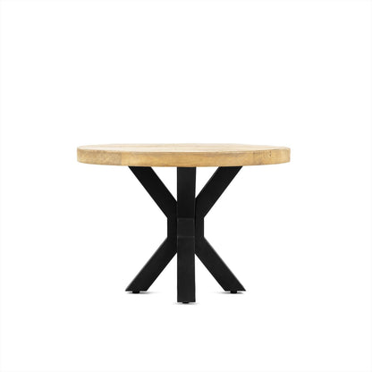 Salontafel Kyara Rond – Mangohout &amp; Zwart Staal | 60 cm | Modern &amp; Industrieel