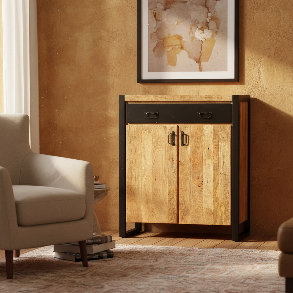 Commode industrieel | Mangohout en Staal | 100x40x115cm - Industrieelinhuis.nl