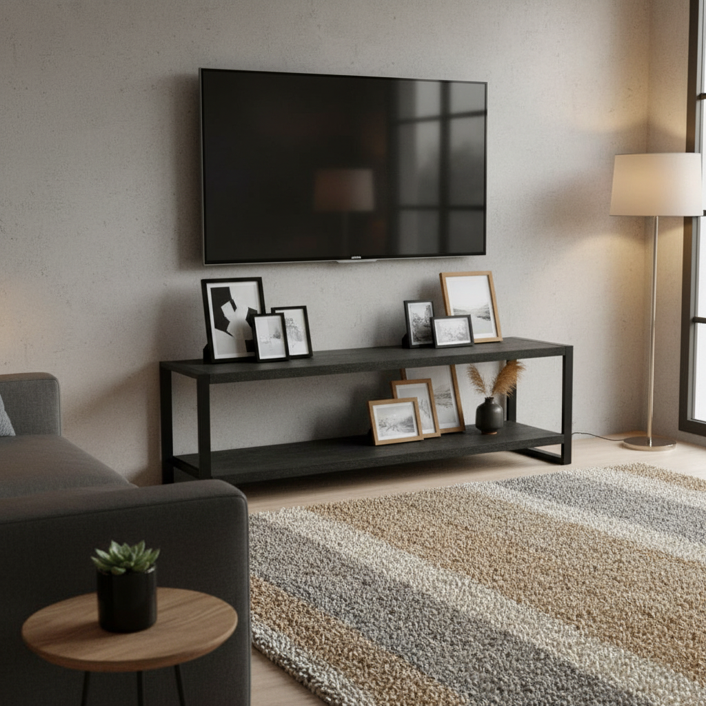Tv meubel Britt | Zwart Mangohout en Staal | 180x40x60cm