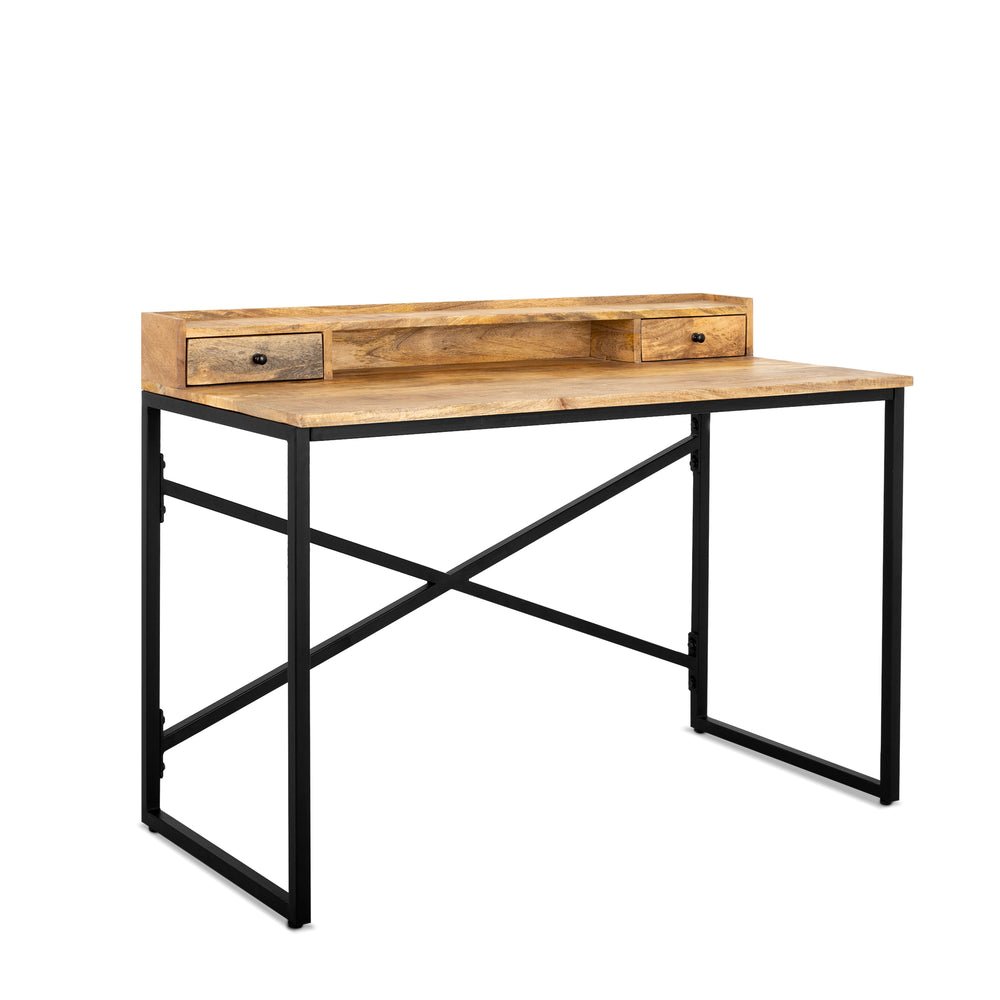 Bureau / werktafel Industrieel Design | Mangohout en Staal | 120x55x90cm - Industrieelinhuis.nl