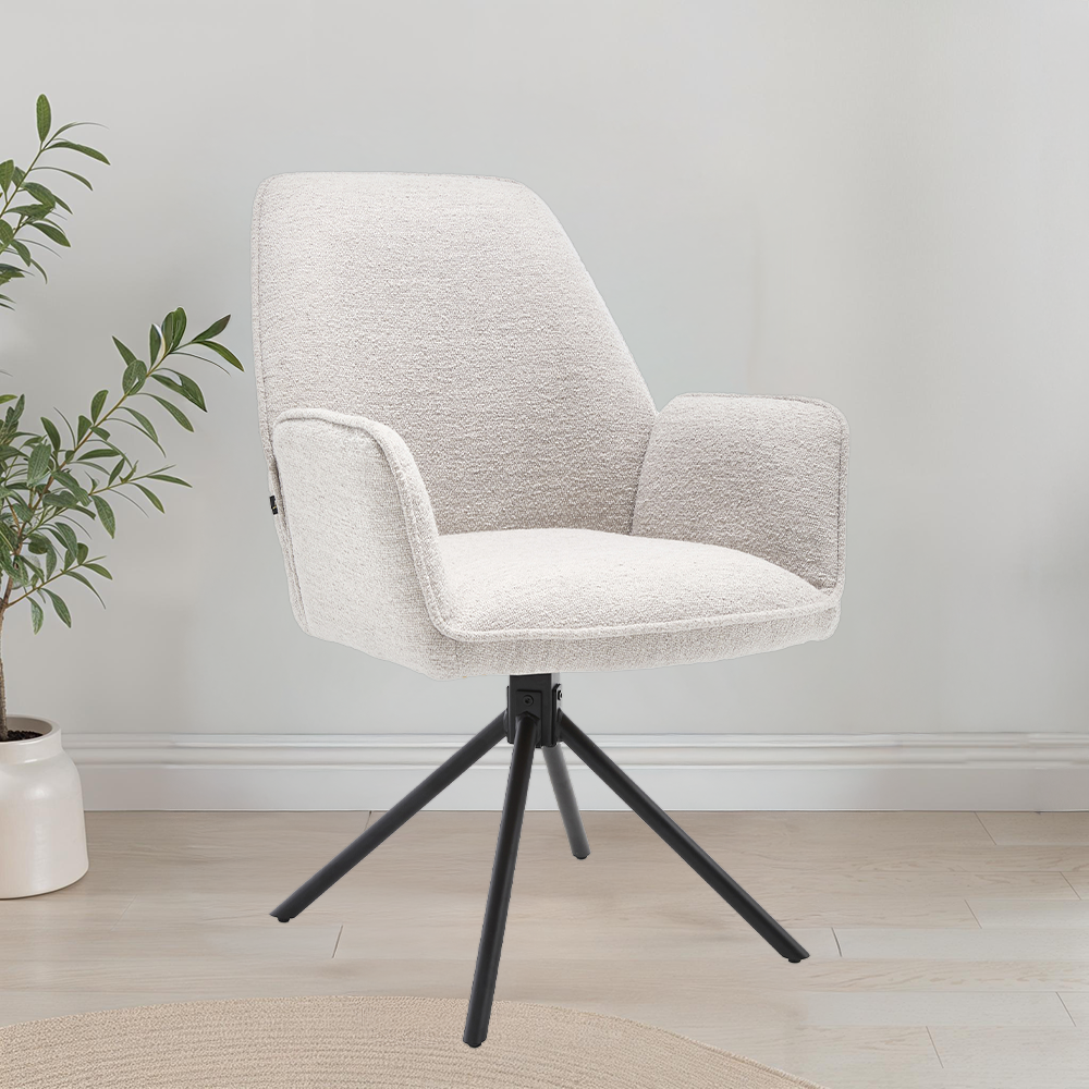 Eetkamerstoel Noah Boucle Beige - Industrieelinhuis.nl