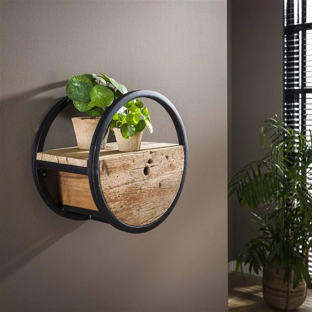 Wandplank Rond met 1 lade Ø40 cm - Industrieelinhuis.nl