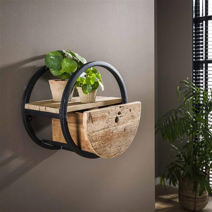 Wandplank Rond met 1 lade Ø40 cm - Industrieelinhuis.nl