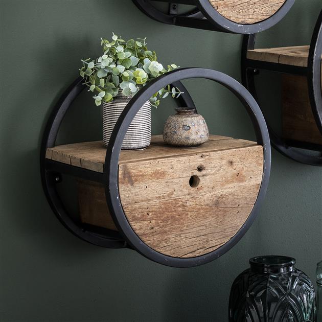 Wandplank Rond met 1 lade Ø40 cm - Industrieelinhuis.nl