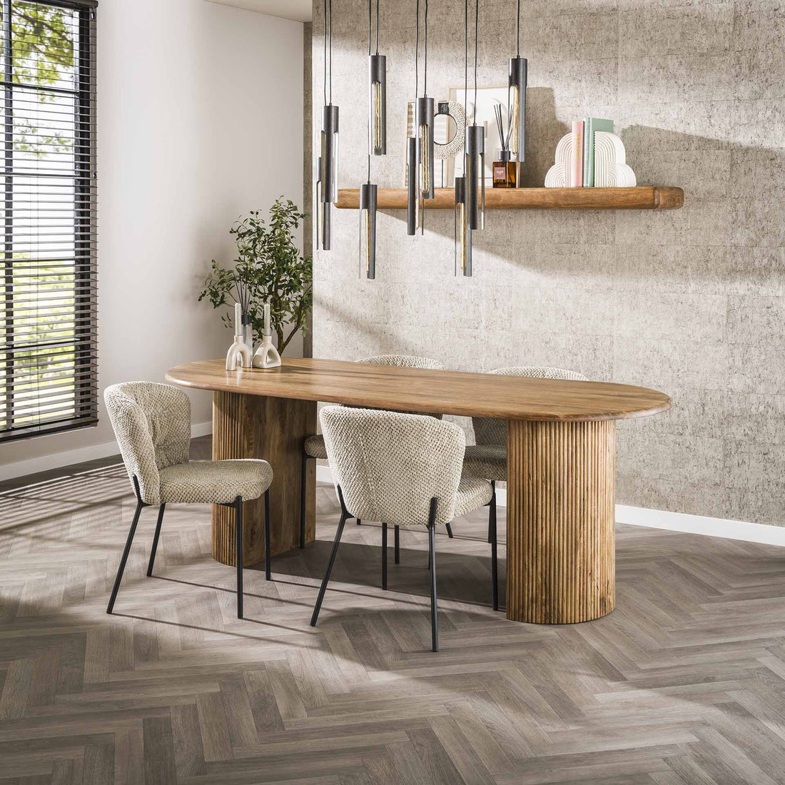 ovale eettafel mangohout