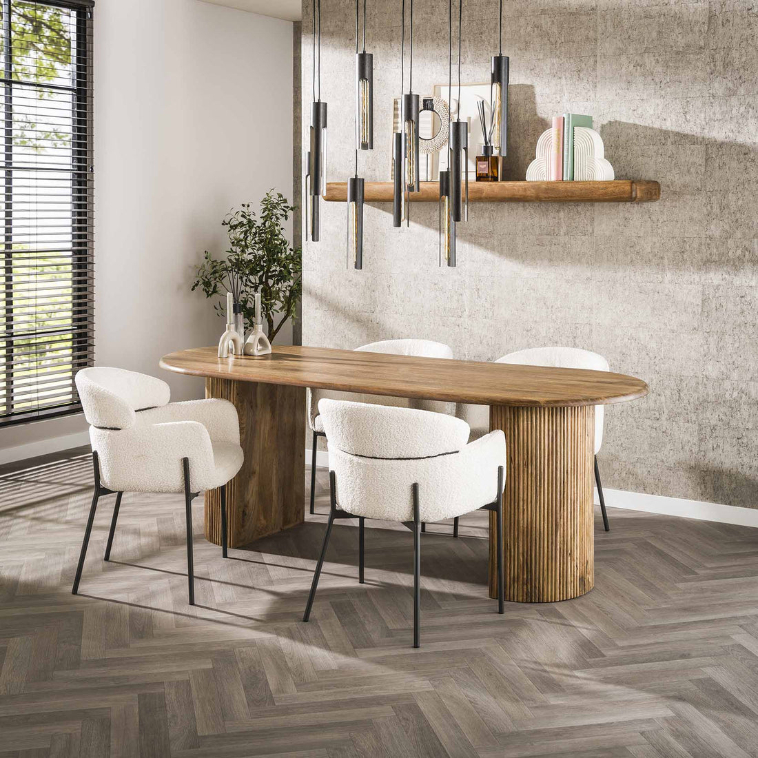 ovale eettafel mangohout