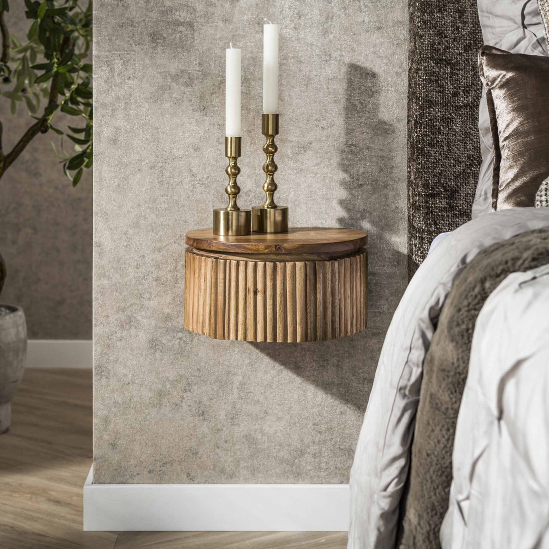 Zwevend nachtkastje Wave XS Rond - Industrieelinhuis.nl