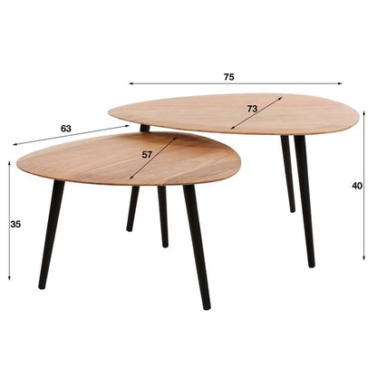 Salontafel Organic driehoekig set/2