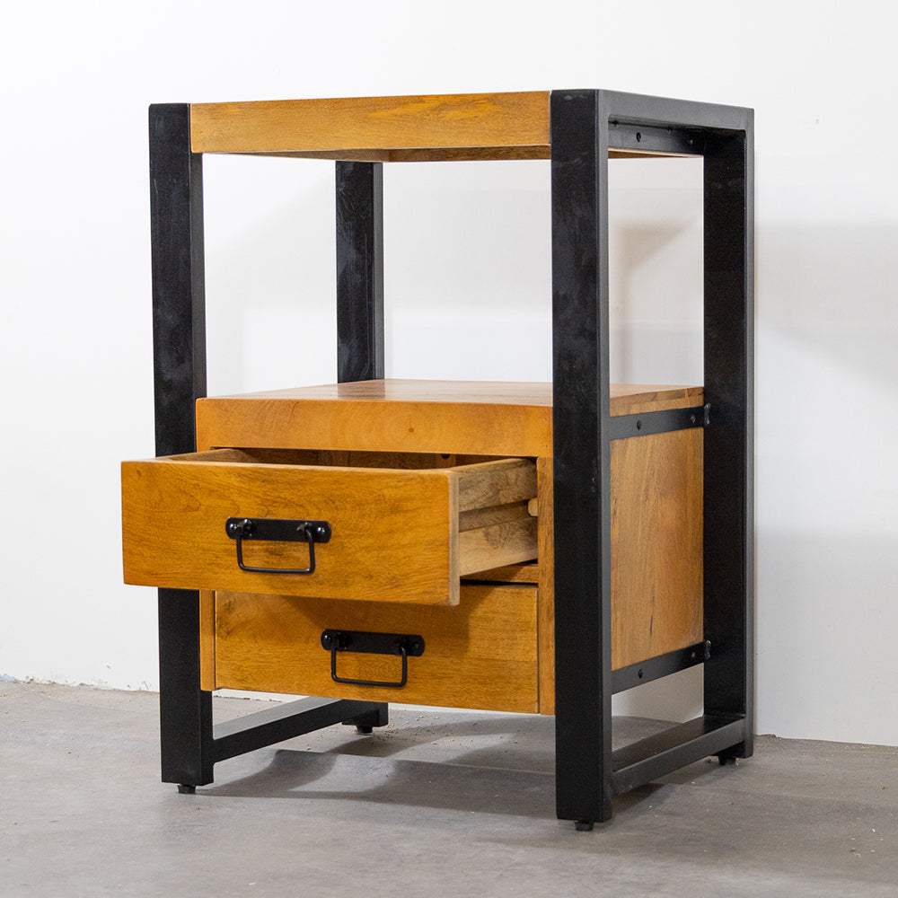 Mango Houten Nachtkastje Britt – 50x40x70cm | Warme Kleurtint Collectie